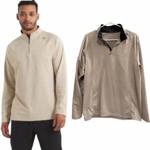 UNRL Interlock Quarter Zip Pullover Sweatshirt Tan Size Medium